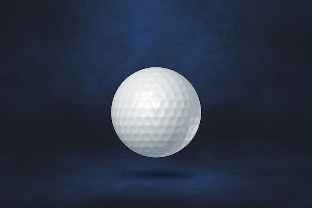 Weißer Golfball auf einem dunkelblauen Hintergrund. 3D-Illustration