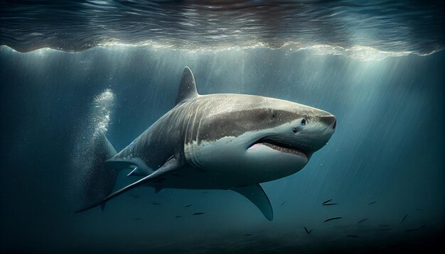 Weißer Hai unter Wasser auf dem Ozean