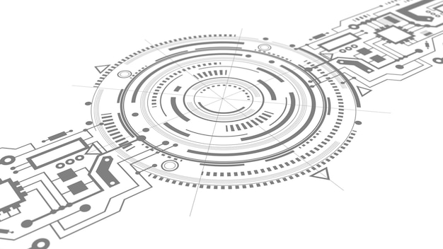 Weißer Hintergrund der Technologie. Elektronischer Chip.