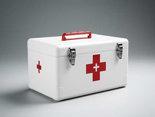weißer Hintergrund Erste-Hilfe-Medizinkasten, generatives AI-Design