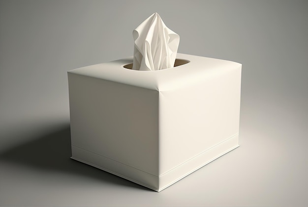Weißer Hintergrund mit einer einsamen weißen Taschentuchbox