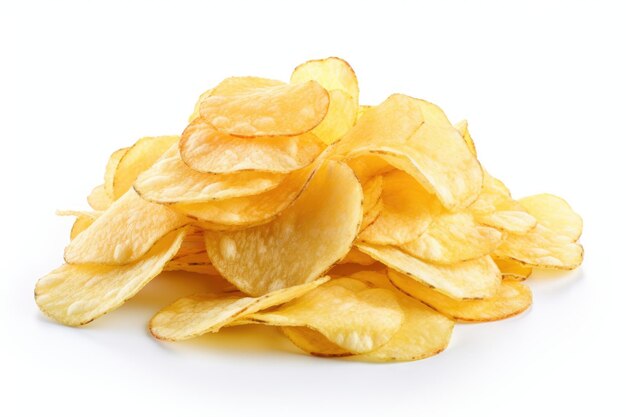 Weißer Hintergrund mit Kartoffelchips