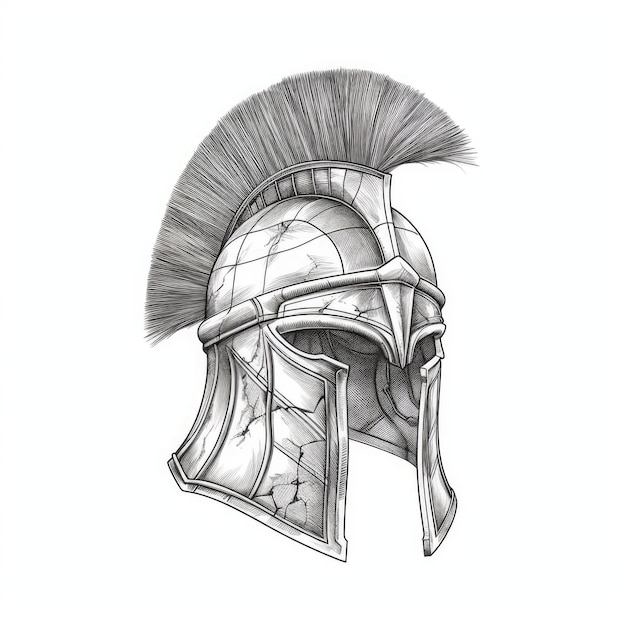 Weißer Hintergrund, Spartanischer Helm, Mit, Kompliziert, Lines