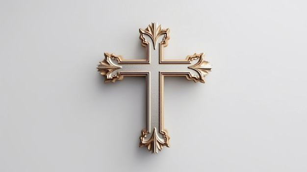 Weißer Hintergrund und ein christliches Kreuz GENERIEREN KI