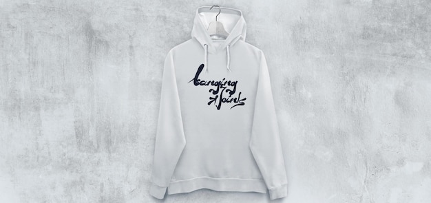 weißer Hoodie mit schwarzem Desgin