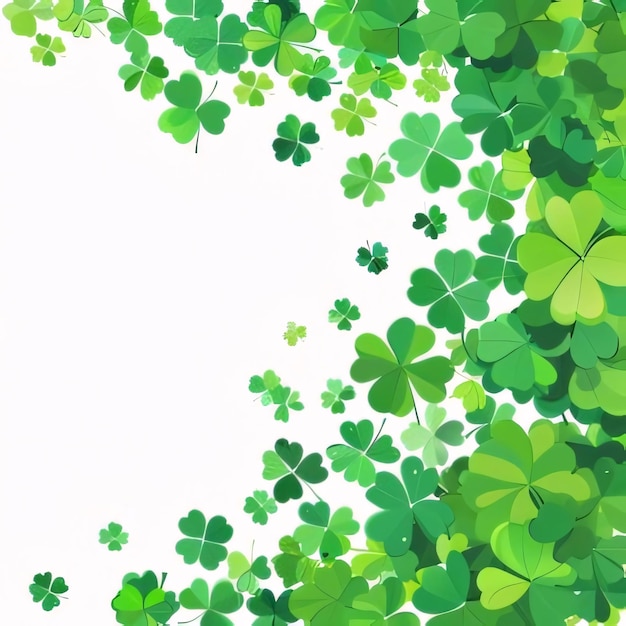 Weißer isolierter Hintergrund mit Platz für Ihren eigenen Inhalt um grüne Kleeblätter Illustration Grünes Vierblatt-Kleeblatt-Symbol des St. Patrick's Day