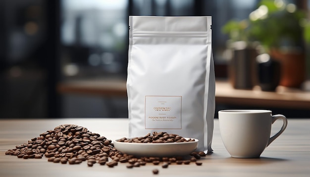 weißer Kaffee aus Bagmockup