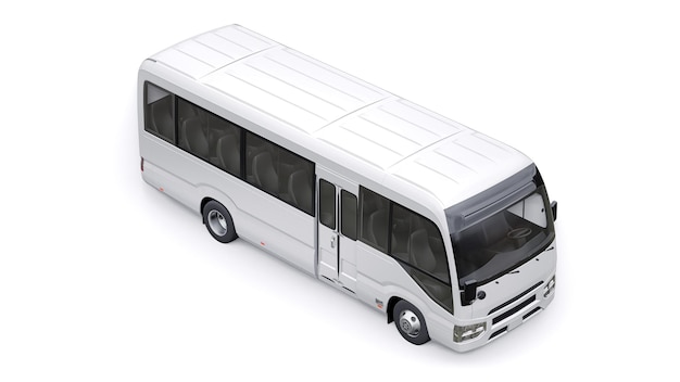 Weißer Kleinbus für Stadt- und Vorortreisen Auto mit leerer Karosserie für Design und Werbung 3D-Darstellung