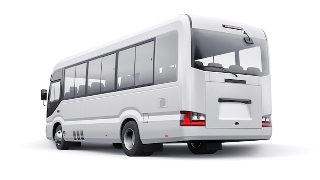 Weißer Kleinbus für Stadt- und Vorortreisen Auto mit leerer Karosserie für Design und Werbung 3D-Darstellung