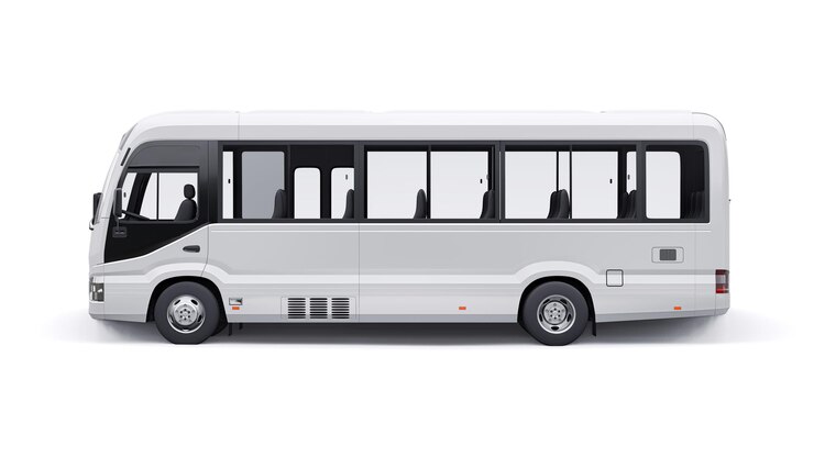 Foto weißer kleinbus für stadt- und vorortreisen auto mit leerer karosserie für design und werbung
