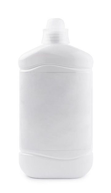 Weißer Kunststoffbehälter für Flüssigwaschmittel isoliert