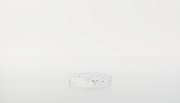 Weißer Marmorzylinder minimalistisches Podium in weiß isoliertem Hintergrund 3D-Darstellung Rendering