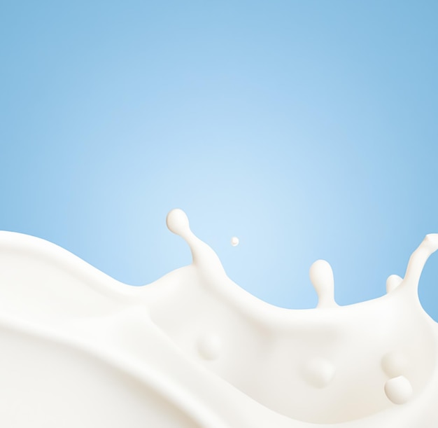 Weißer Milchspritzer auf blauem Hintergrund Milchcreme oder kosmetische Hautpflege-Lotion-Textur Generative Ai