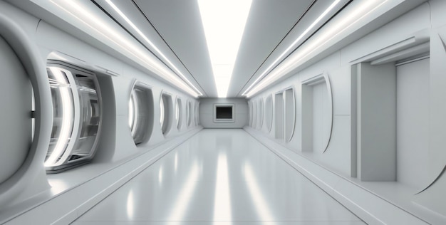 Weißer moderner futuristischer Korridor