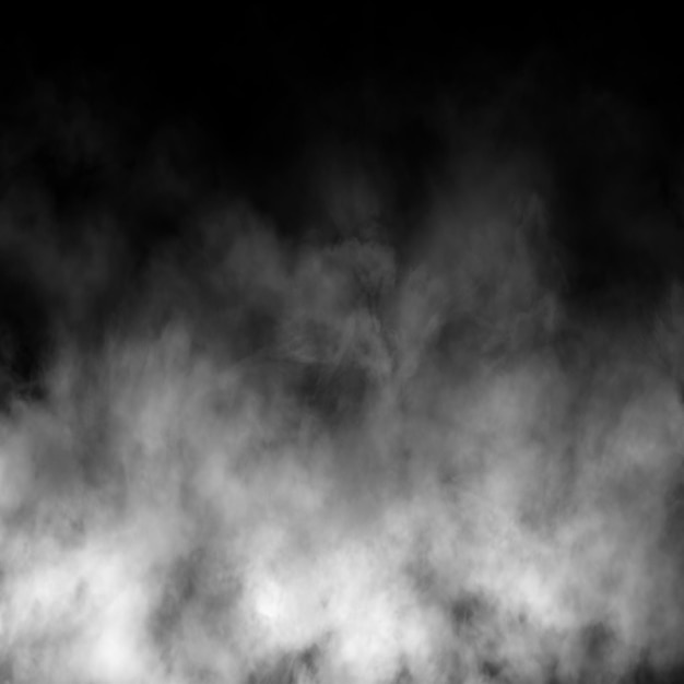 Weißer Nebel und Nebeleffekt auf schwarzem Bühnenstudio-Schaufensterraumhintergrund