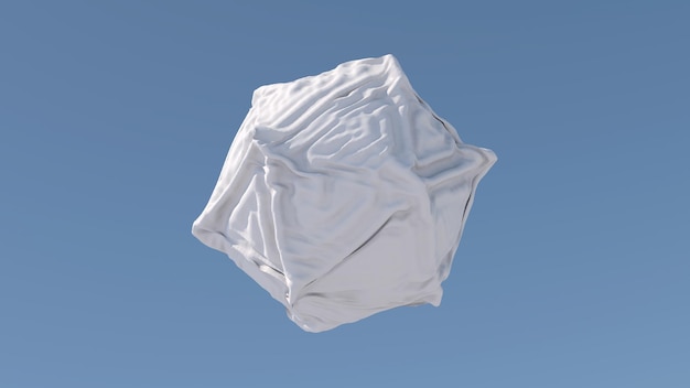 Weißer Polyeder-Tuch-Effekt Blauer Hintergrund Abstract Illustration 3d Render
