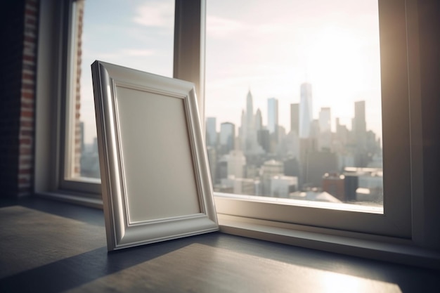 Weißer Rahmen auf einer Fensterbank