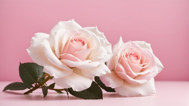 Weißer Rosen-Minimalismus auf rosa Hintergrund