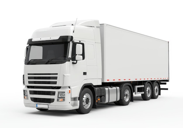 Weißer semi-LKW-Anhänger isoliert auf weißem Hintergrund