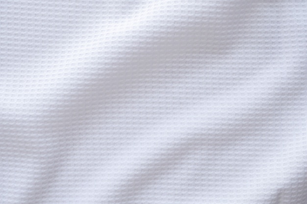 Weißer Sportbekleidungsstoff Fußballtrikot Trikot Textur abstrakter Hintergrund