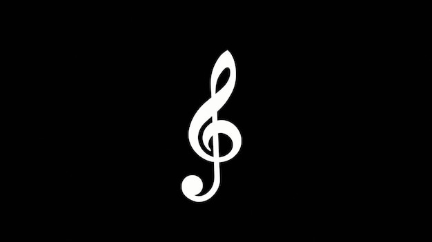 Weißer Treble-Schlüssel auf schwarzem Hintergrund