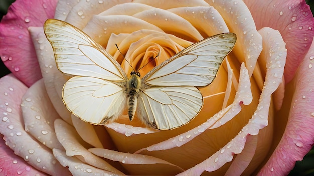 weißer und goldener Schmetterling auf einer Blume