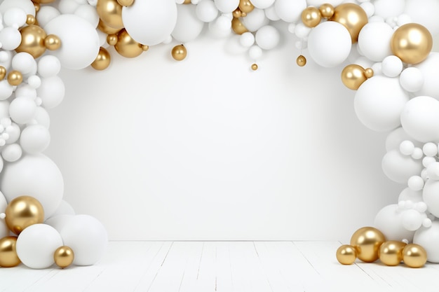 Weißer und goldener Weihnachtshintergrund Feierliche Ornamente Glaskugeln verpackte Geschenkkisten und Fichtenzweige Weihnachten-Wandpapier Traditionelle Weihnacht-Grüßkarten-Vorlage