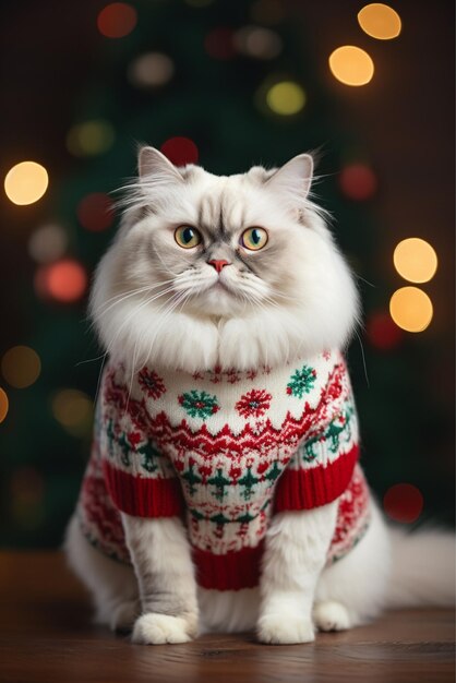 Weißer Weihnachtspullover für Katzen