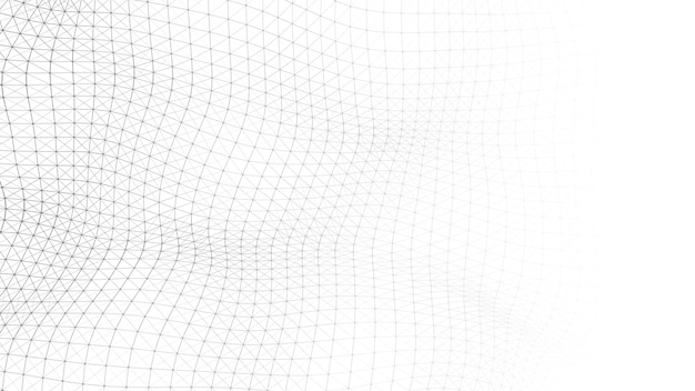 Weißer Wellenhintergrund Welle mit verbindenden Punkten und Linien auf dunklem Hintergrund Welle von Partikeln 3D-Rendering