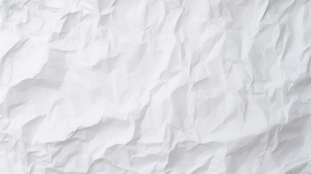 Weißer zerknitterter Papier-Textur-Hintergrund Zerkleinerte Papierkugel isoliert auf Weiß mit Ausschnitt-Pfad abstrakter Hintergrund von zerknittertem weißen Papier generieren ai