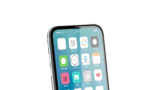 Foto weißes app-symbol telefonbildschirm mockup quadratische schaltfläche auf dem display mock-up vorlage für die mobile schnittstelle
