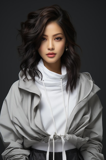 weißes asiatisches weibliches Modell minimalistisches Modelicht