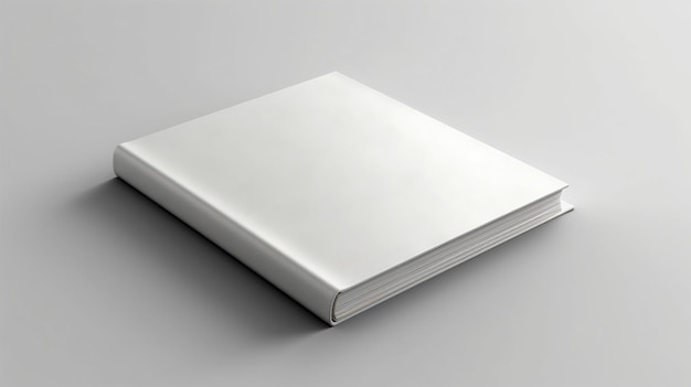 Weißes Buchcover auf grauem Hintergrund. Generierte KI