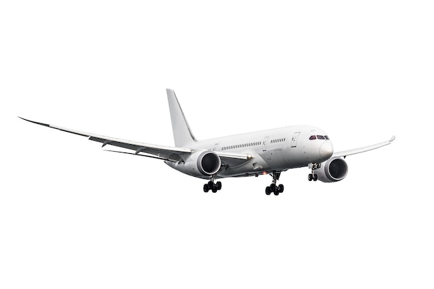 Weißes Flugzeug mit Düsenmotor