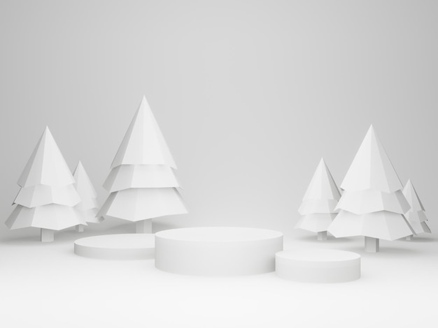 Weißes geometrisches Weihnachtspodium 3D