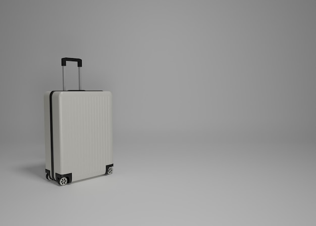 Foto weißes gepäckmodell auf hellem hintergrund koffergepäck 3d-rendering