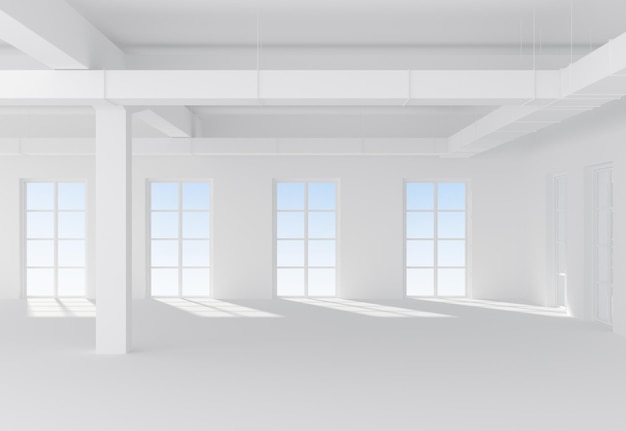 Weißes Innenraum des Lofts