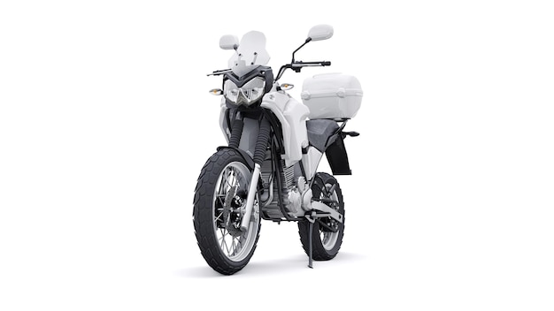 Weißes leichtes touristisches Enduro-Motorrad 3D-Illustration