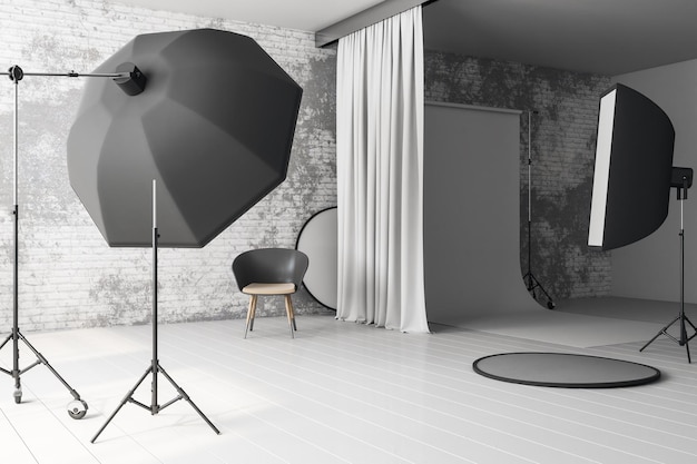 Weißes Loft-Fotostudio