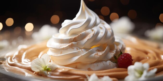 Weißes Meringue, einfaches Sommerdessert