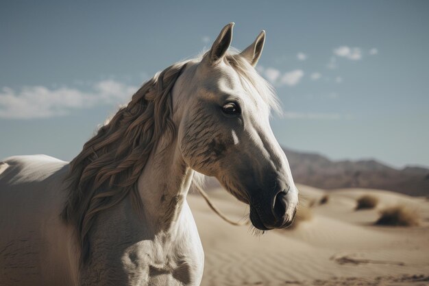 Weißes Pferd in der Wüste Generative KI