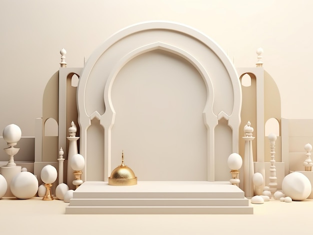 Weißes Ramadan-Podium mit elegantem Aussehen