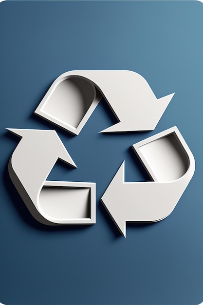 Weißes Recycling-Symbol auf blauem Hintergrund, erstellt mit generativer KI-Technologie