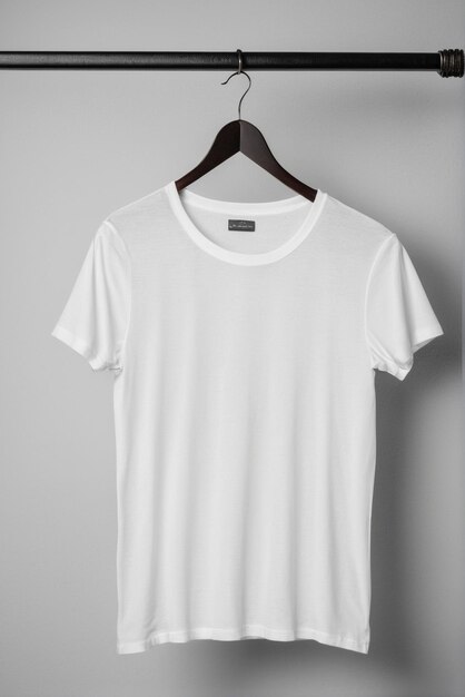 Weißes schlichtes T-Shirt elegant aufbewahrtes T-shirt-Mockup-Konzept