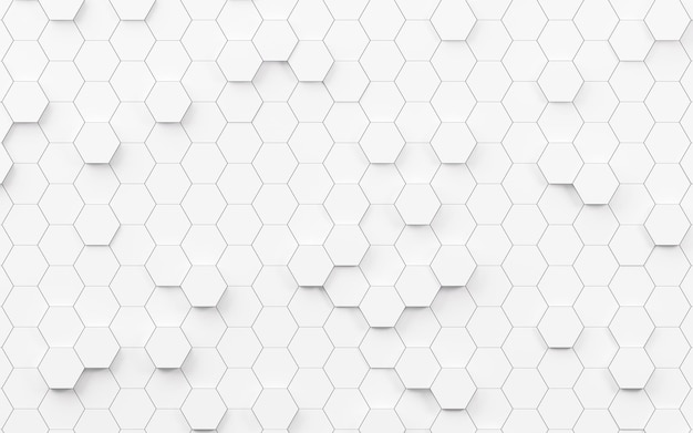 Weißes sechseckiges Hintergrundmuster 3D-Rendering