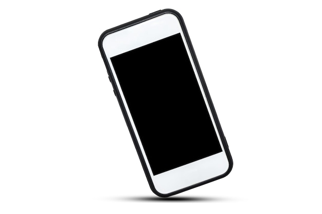 Weißes Smartphone auf weißem Hintergrund