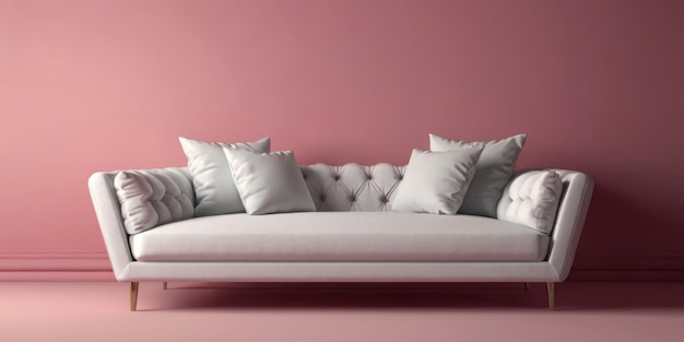 Weißes Sofa auf rosa Hintergrund