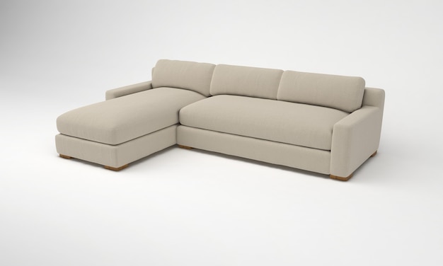 Weißes Sofa Seitenansicht Möbel 3D-Rendering