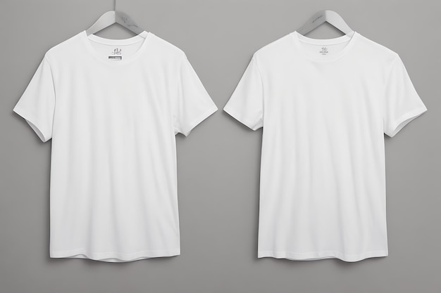 Foto weißes t-shirt-design-modell und grauer hintergrund und weißes t-shirt-modell