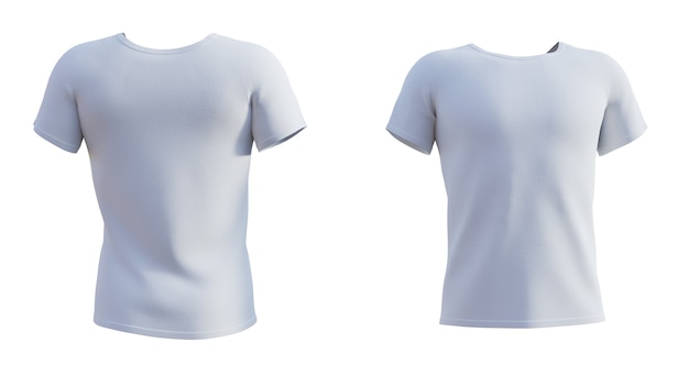 Weißes T-Shirt isoliert auf weißem Hintergrund. 3D-Rendering